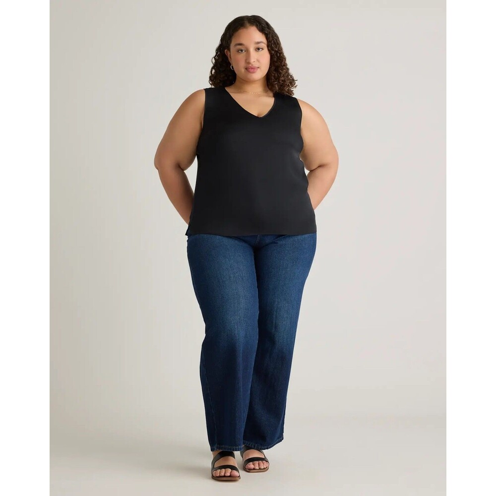 Quince Washable Stretch Silk Tank Black 3x